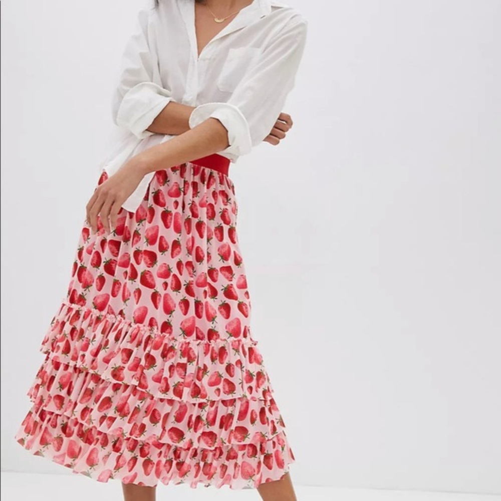 Anthropologie Strawberry Skirt Eva Franco size XL